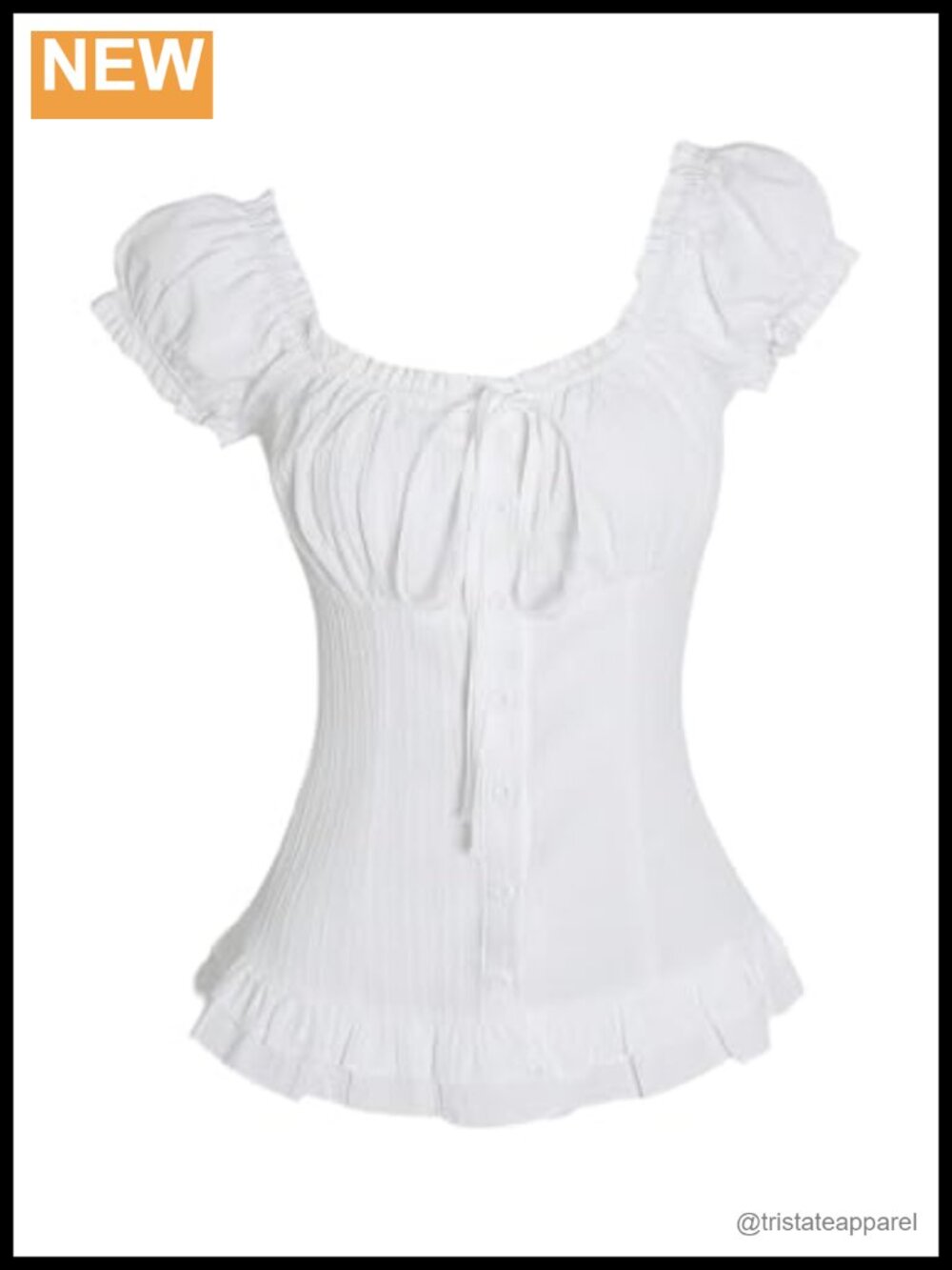 SOLY HUX Women's Puff Sleeve Ruffle Blouse - Button Front Short Sleeve Top,